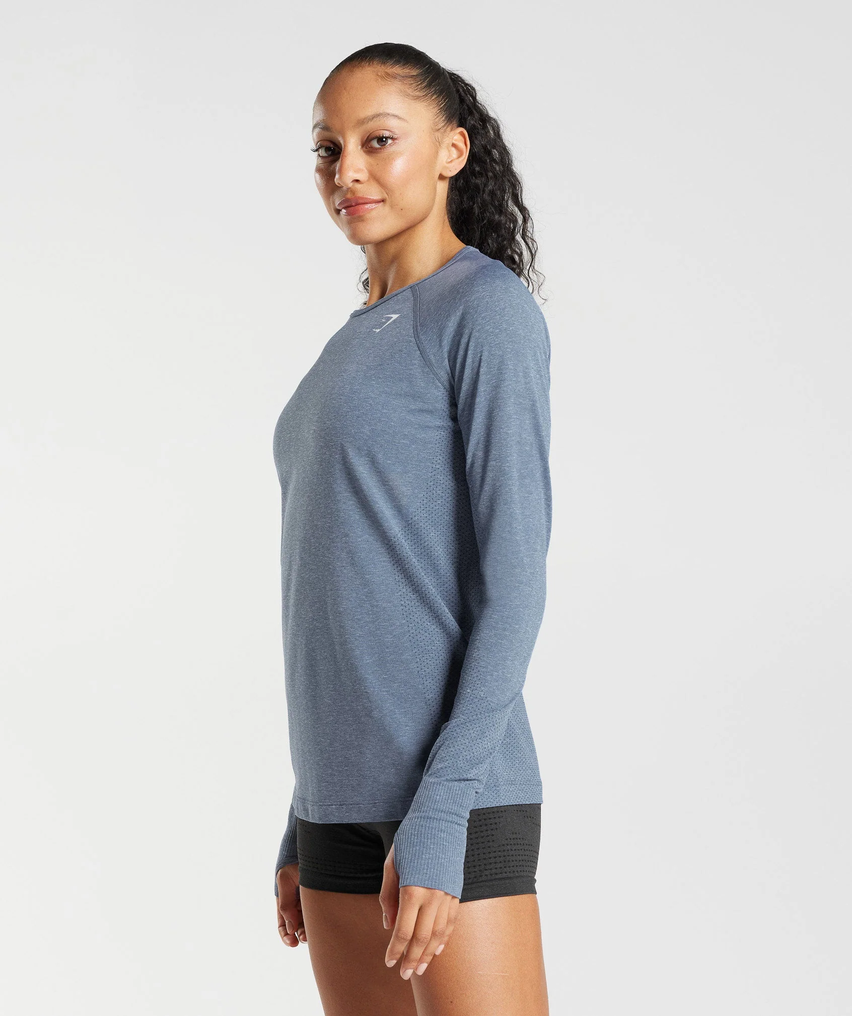 Gymshark Vital Light Long Sleeve Top - Evening Blue Marl - Image 3