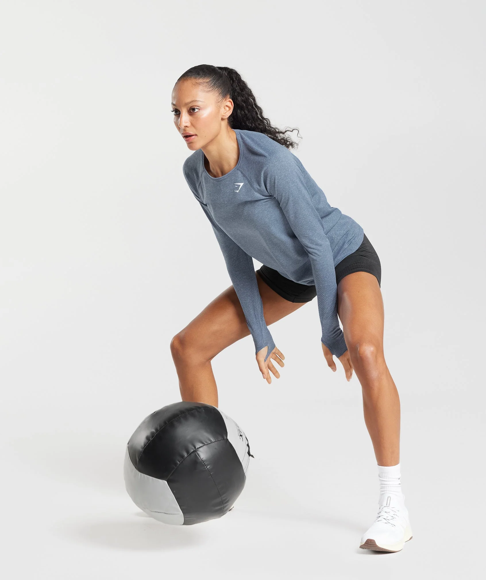 Gymshark Vital Light Long Sleeve Top - Evening Blue Marl - Image 4