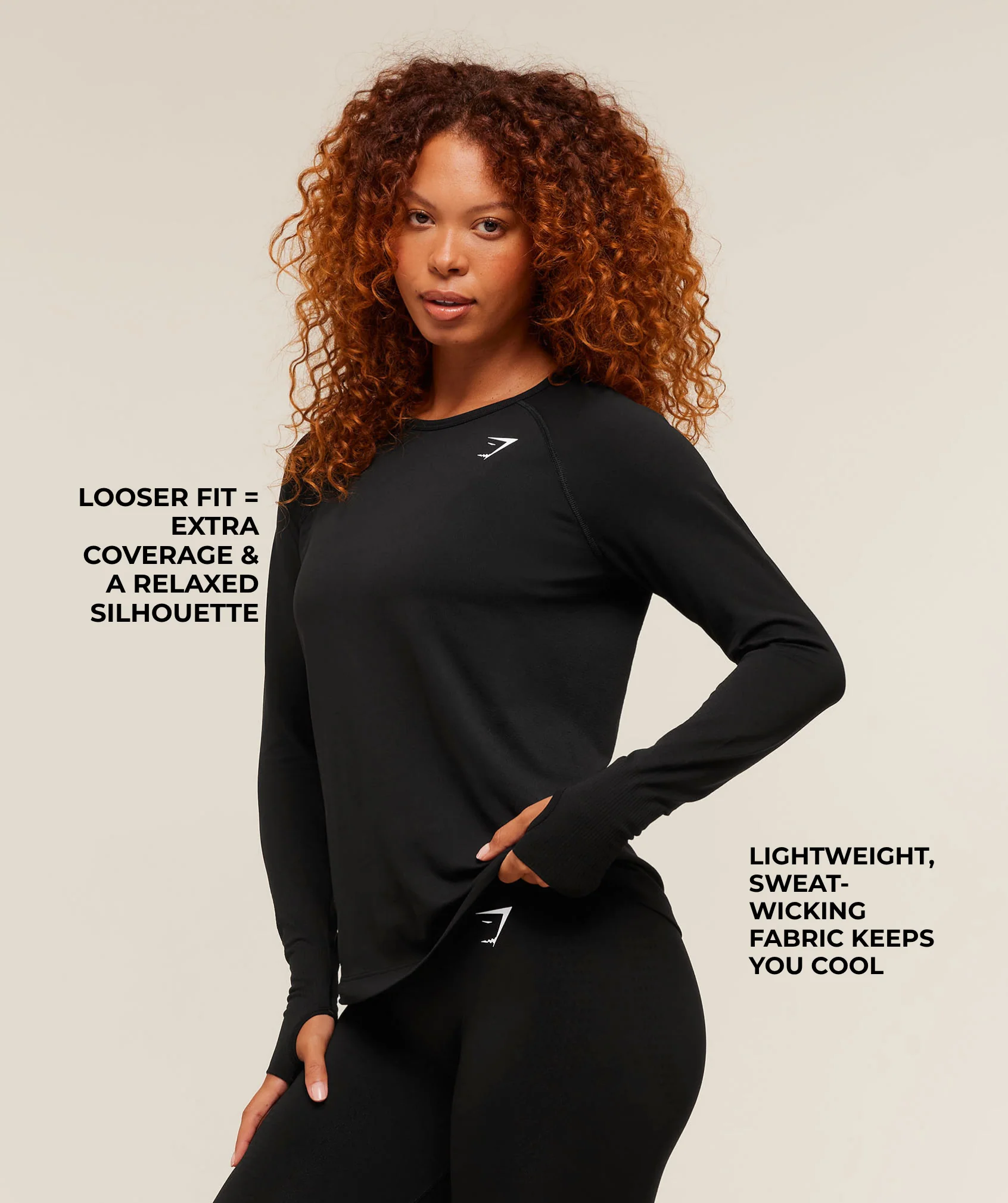 Gymshark Vital Seamless Light Long Sleeve Top - Black - Image 2