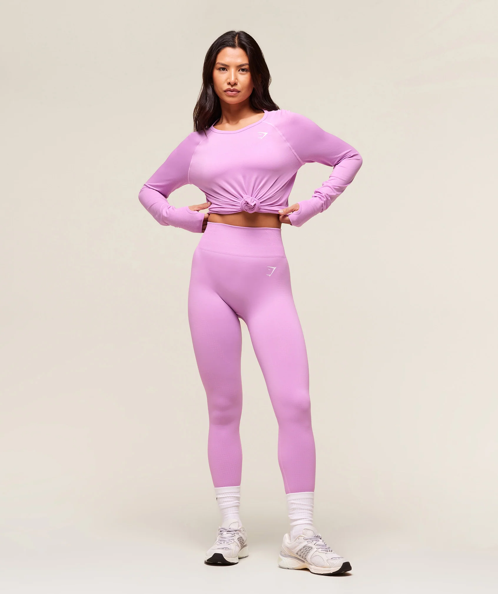 Gymshark Vital Seamless Light Long Sleeve Top - Sour Pink Marl - Image 3