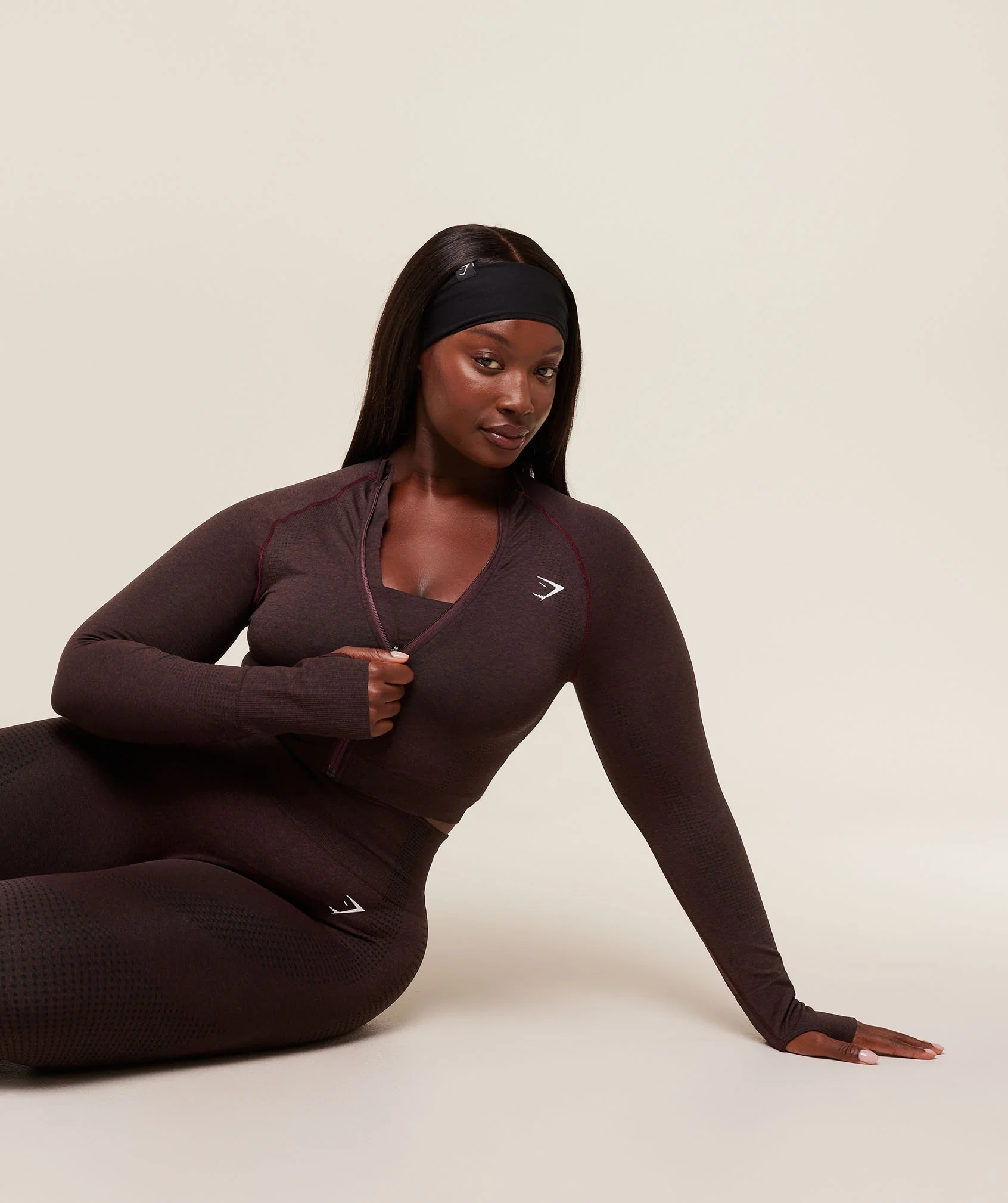 Gymshark Vital Seamless Midi Zip 2.0 Pullover - Rich Maroon/Marl - Image 9