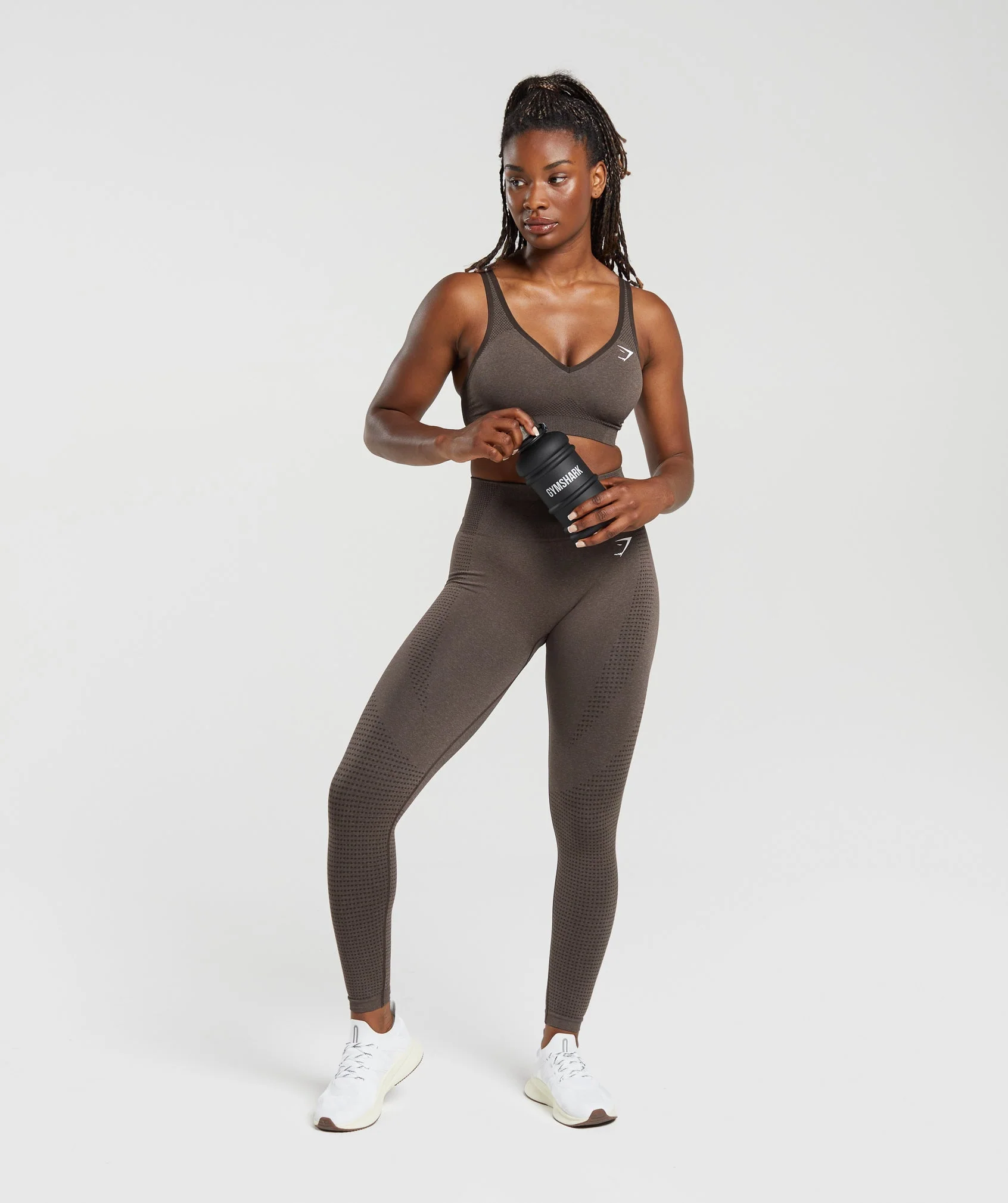 Gymshark Vital V Neck Sports Bra - Brown Marl - Image 4