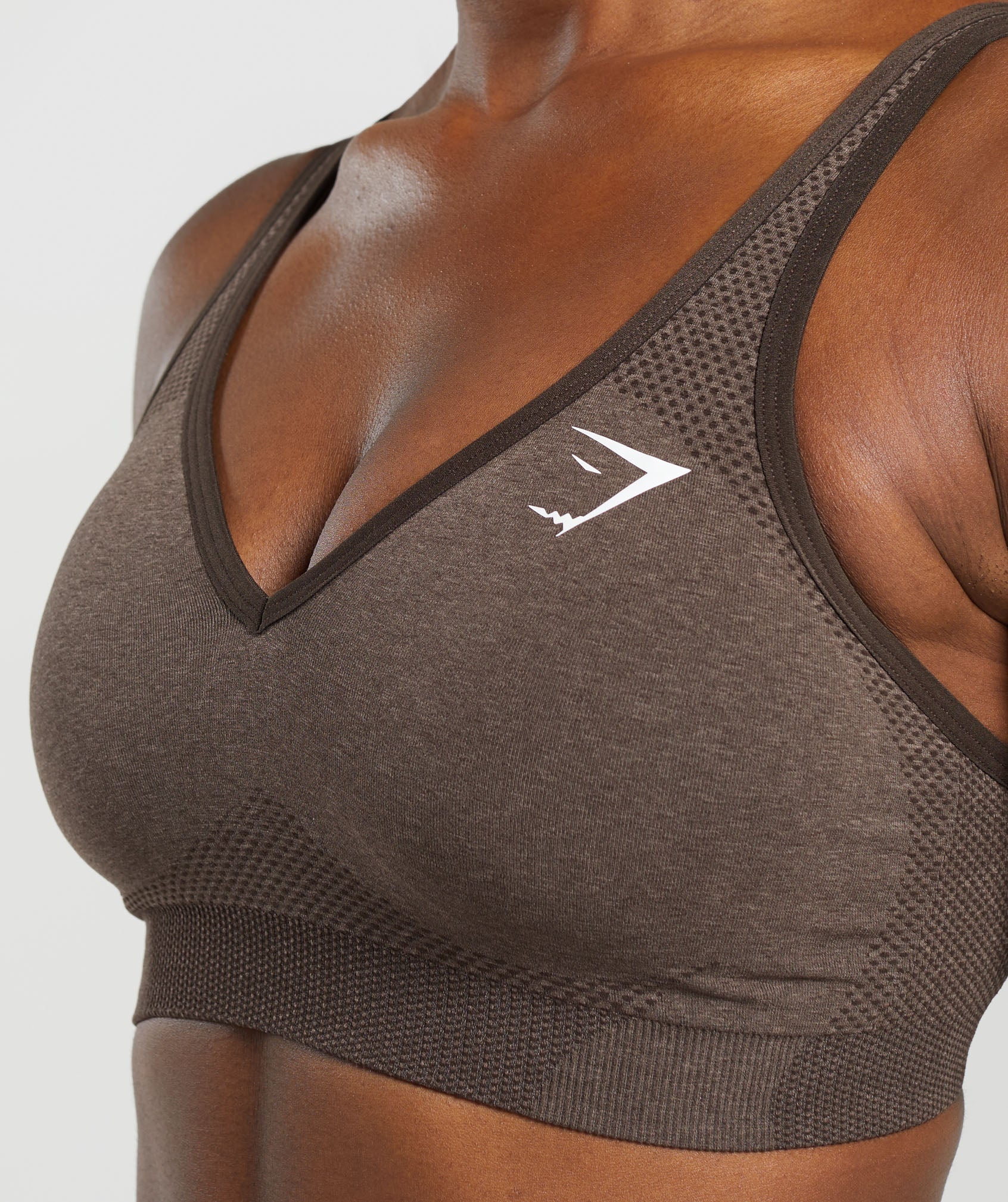 Gymshark Vital V Neck Sports Bra - Brown Marl - Image 6