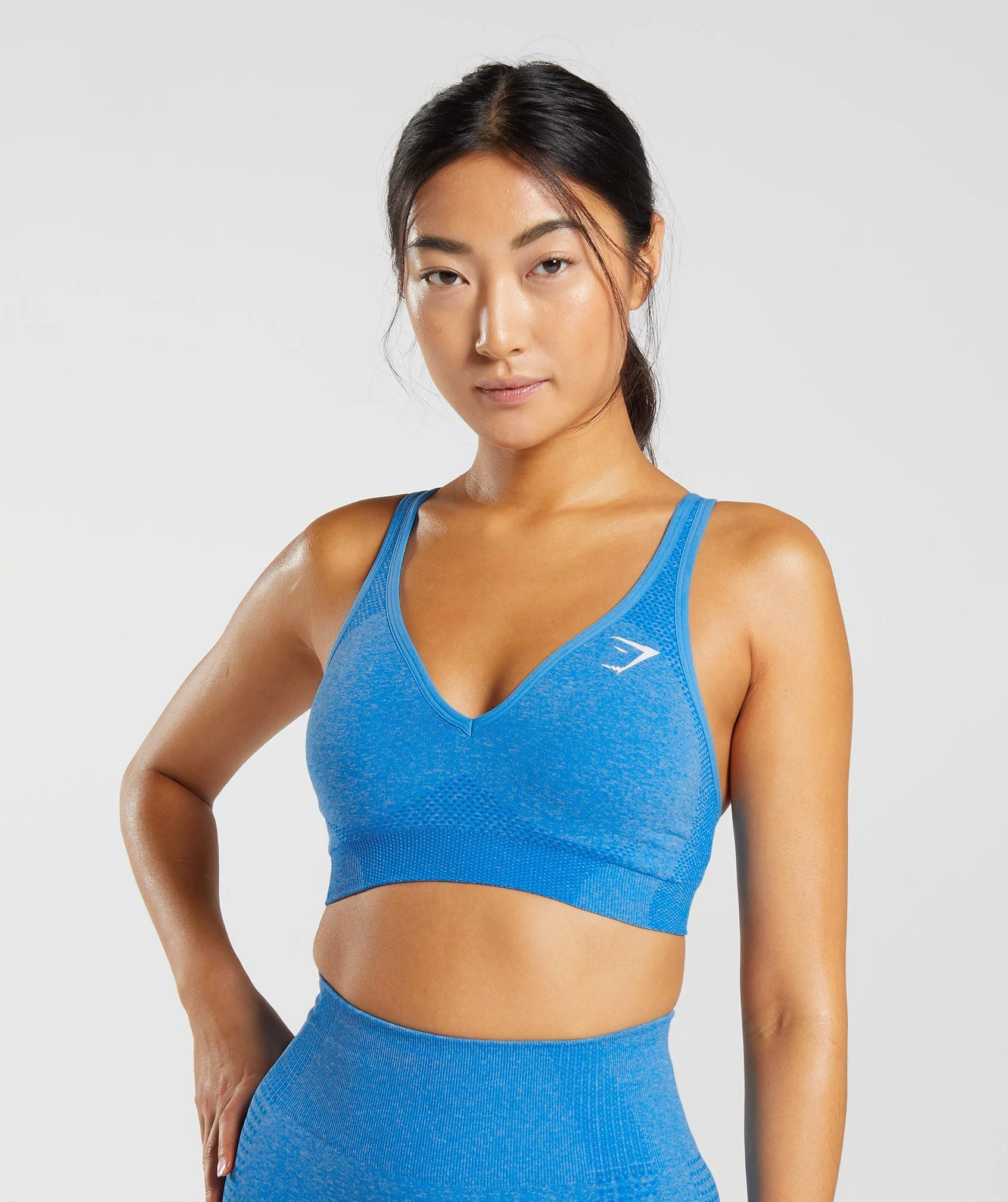 Gymshark Vital V Neck Sports Bra - Electric Blue Marl