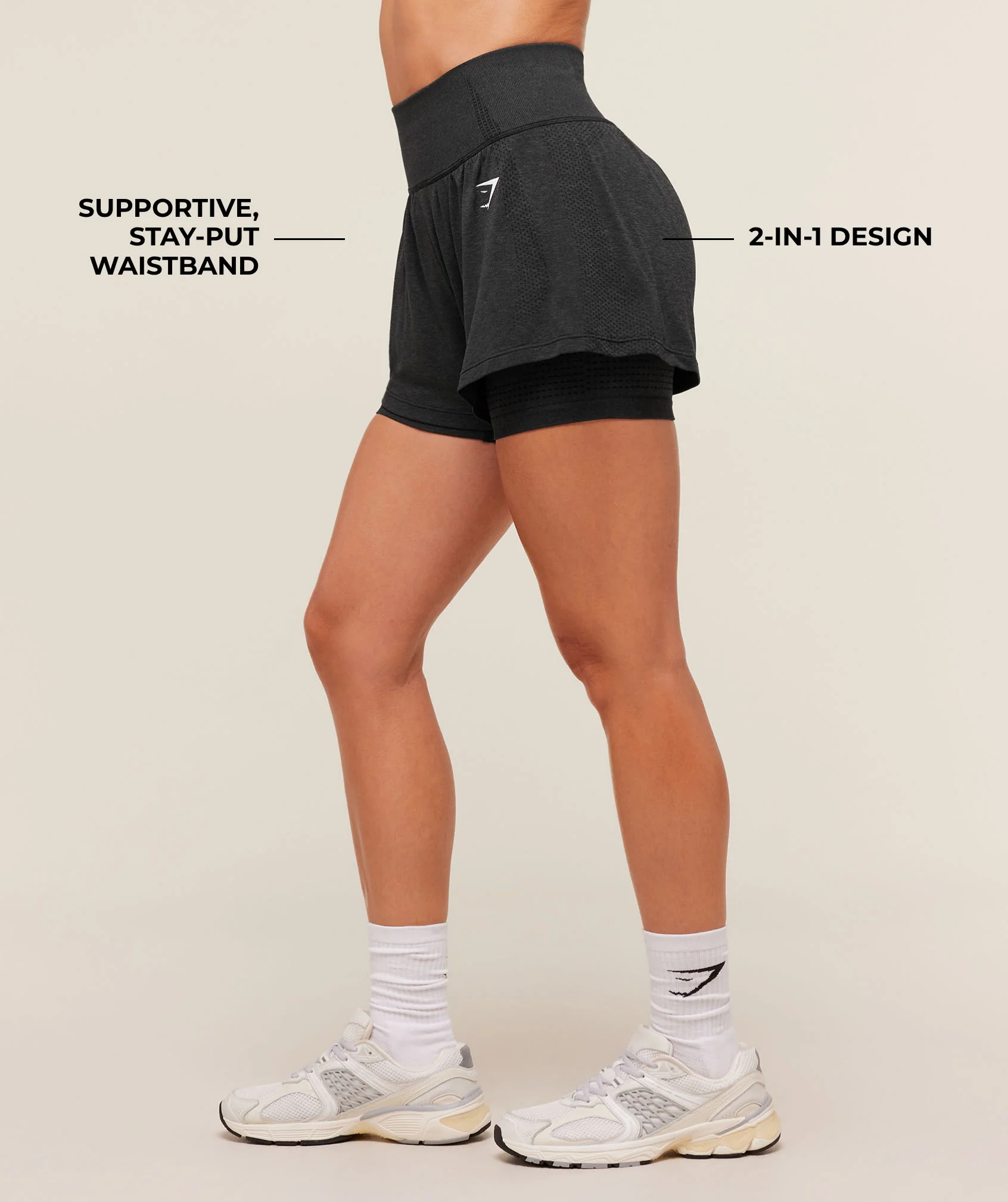 Gymshark Vital 2-in-1 Shorts - Black Marl - Image 2