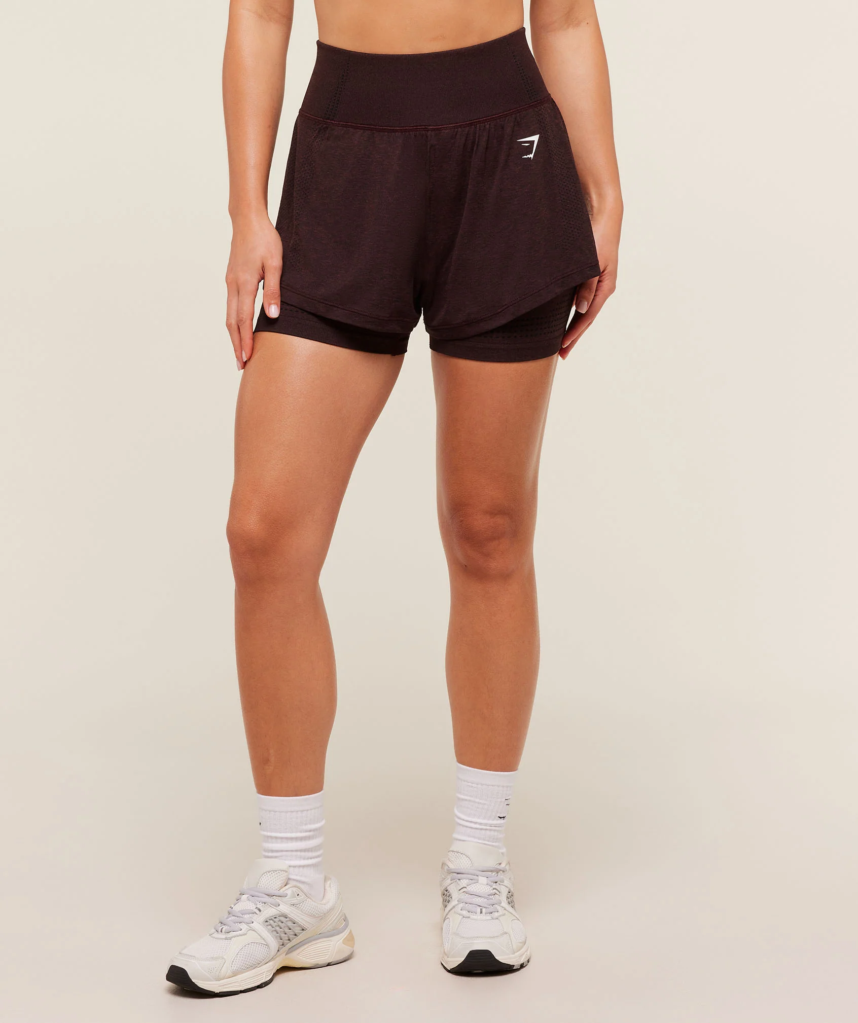 Gymshark Vital 2-in-1 Shorts - Rich Maroon/Marl