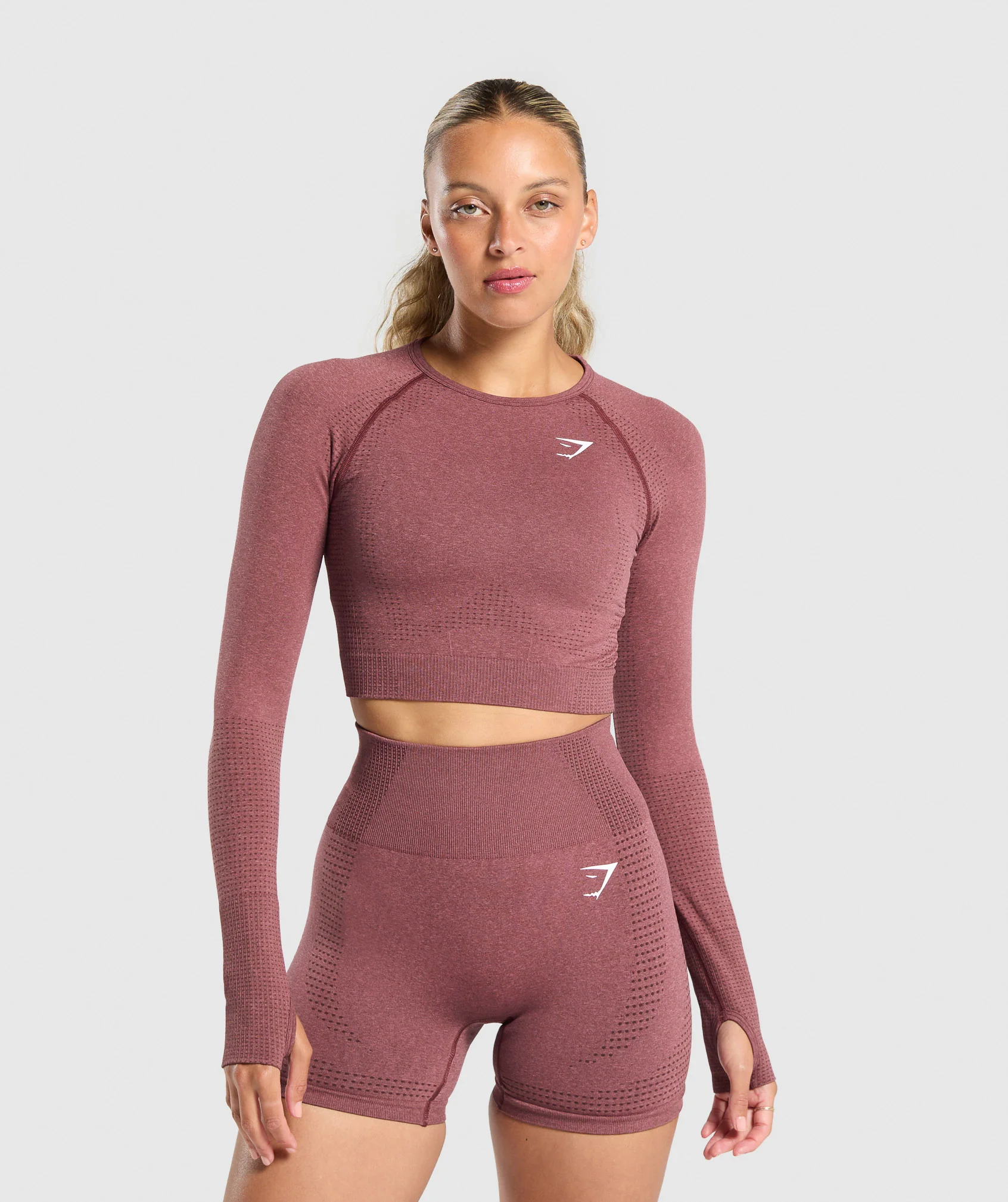 Gymshark Vital Crop Top - Burgundy Pink Marl