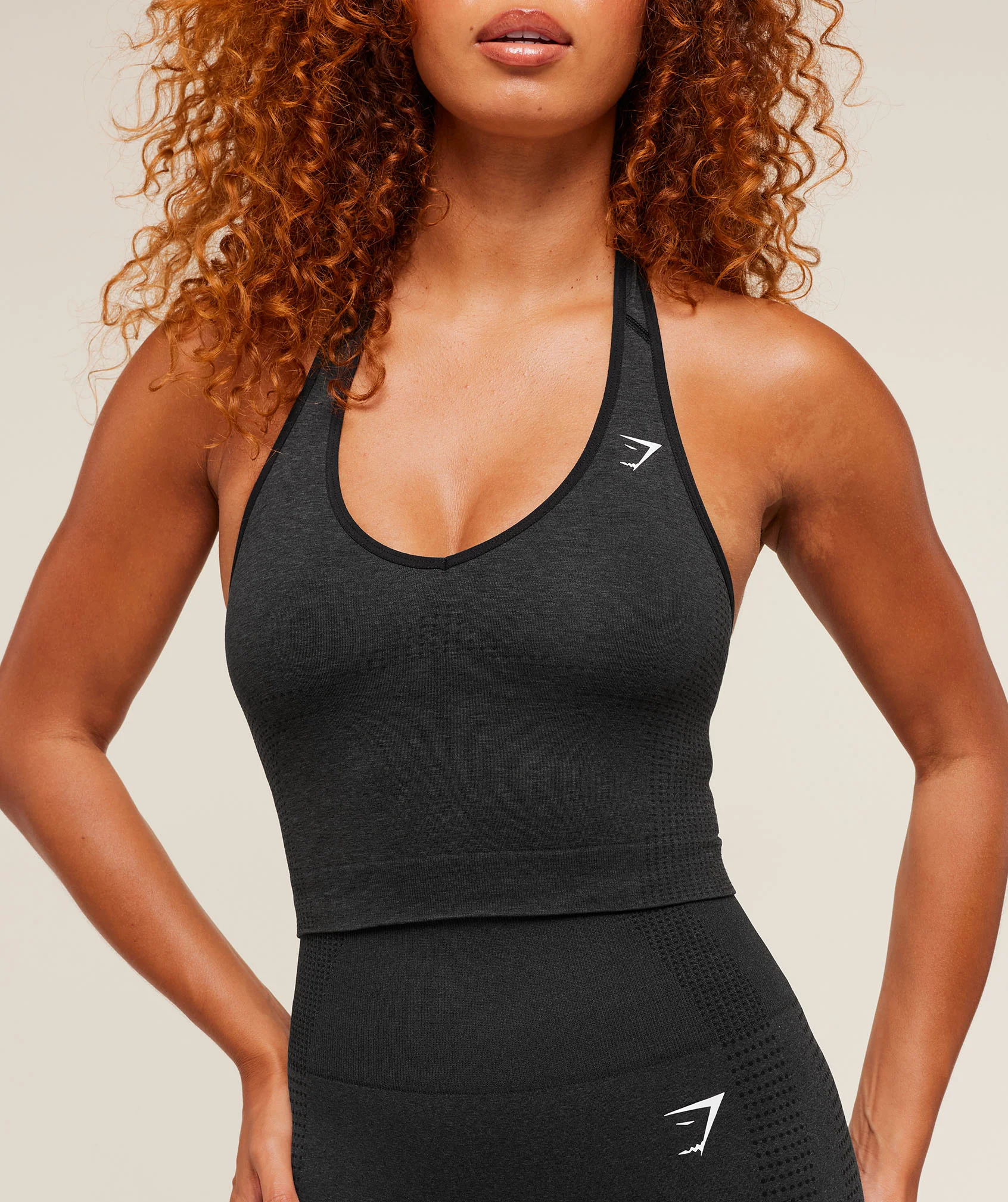 Gymshark Vital Halter Neck Tank With Shelf - Black Marl - Image 7