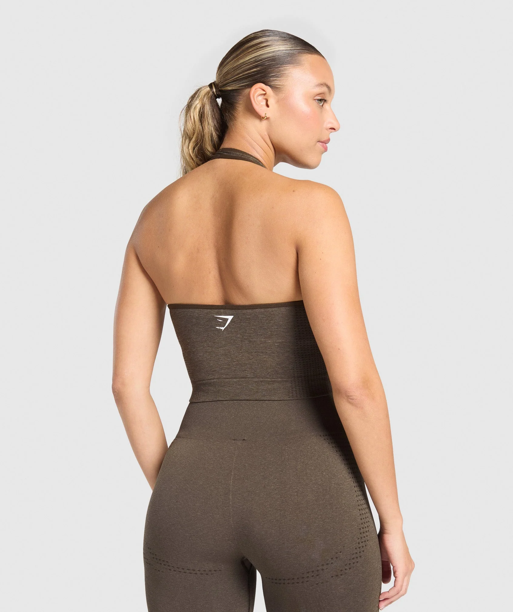 Gymshark Vital Halter Neck Tank With Shelf - Penny Brown Marl - Image 2