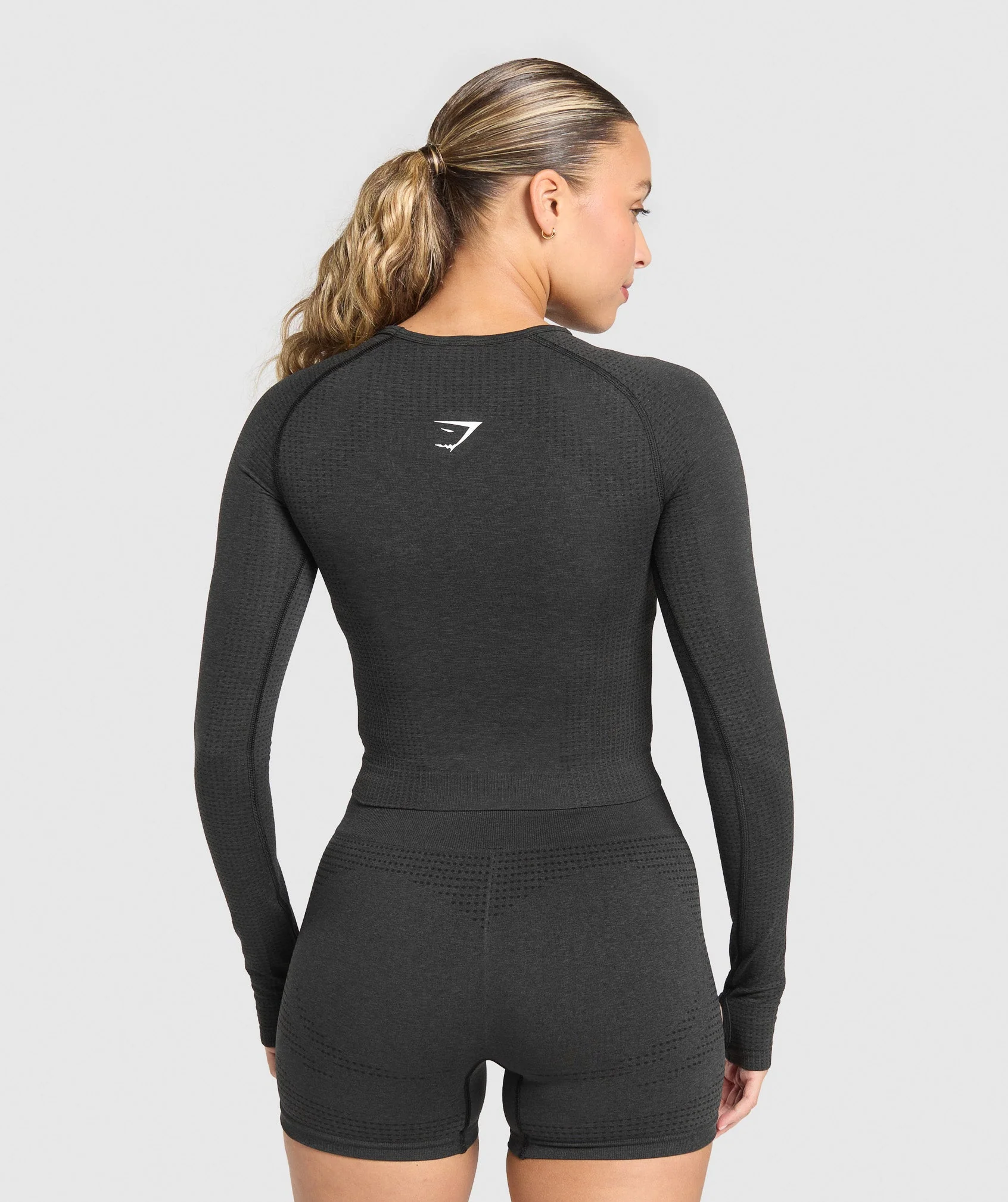 Gymshark Vital Long Sleeve Cut Out Top - Black Marl - Image 2