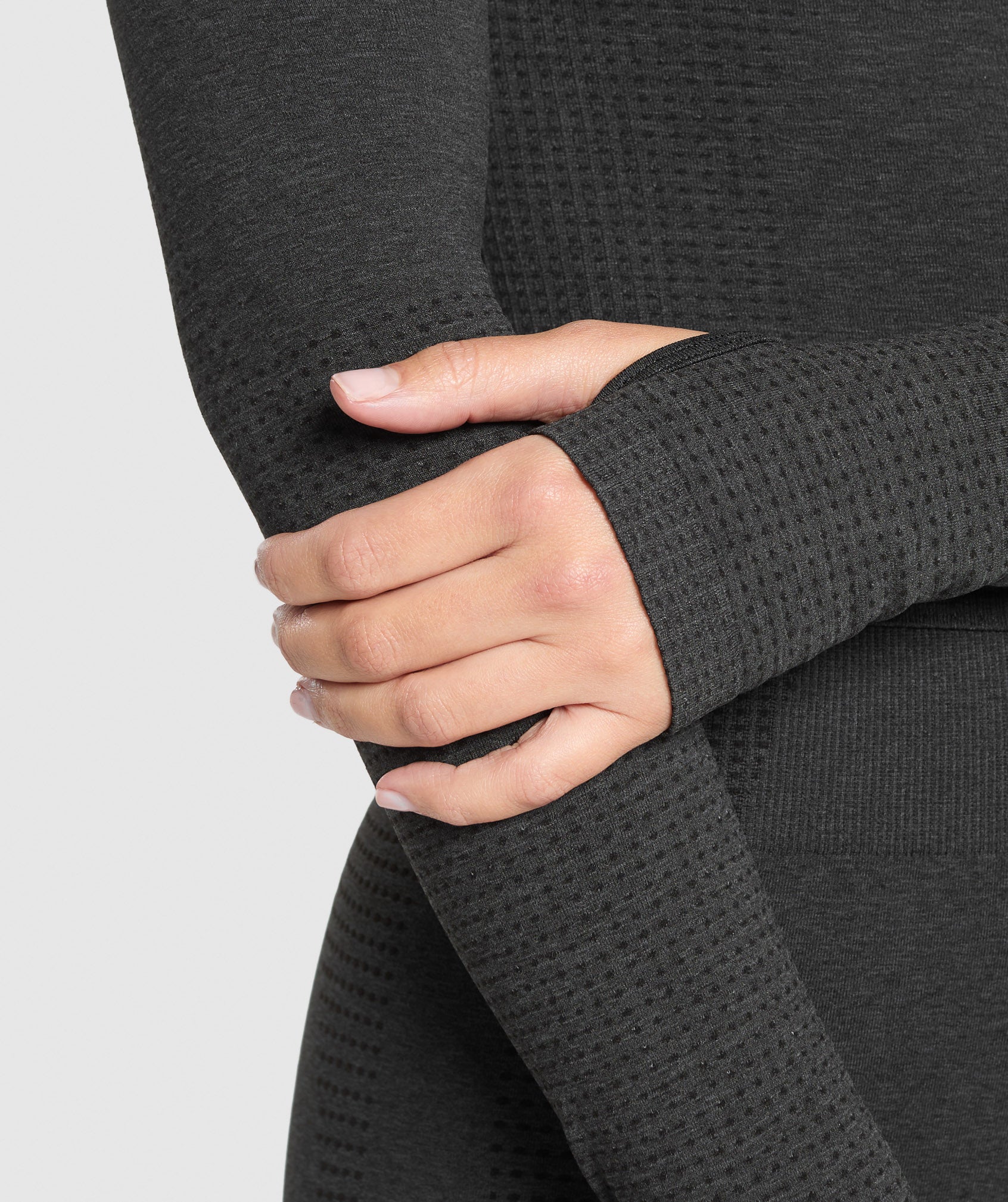 Gymshark Vital Long Sleeve Cut Out Top - Black Marl - Image 4