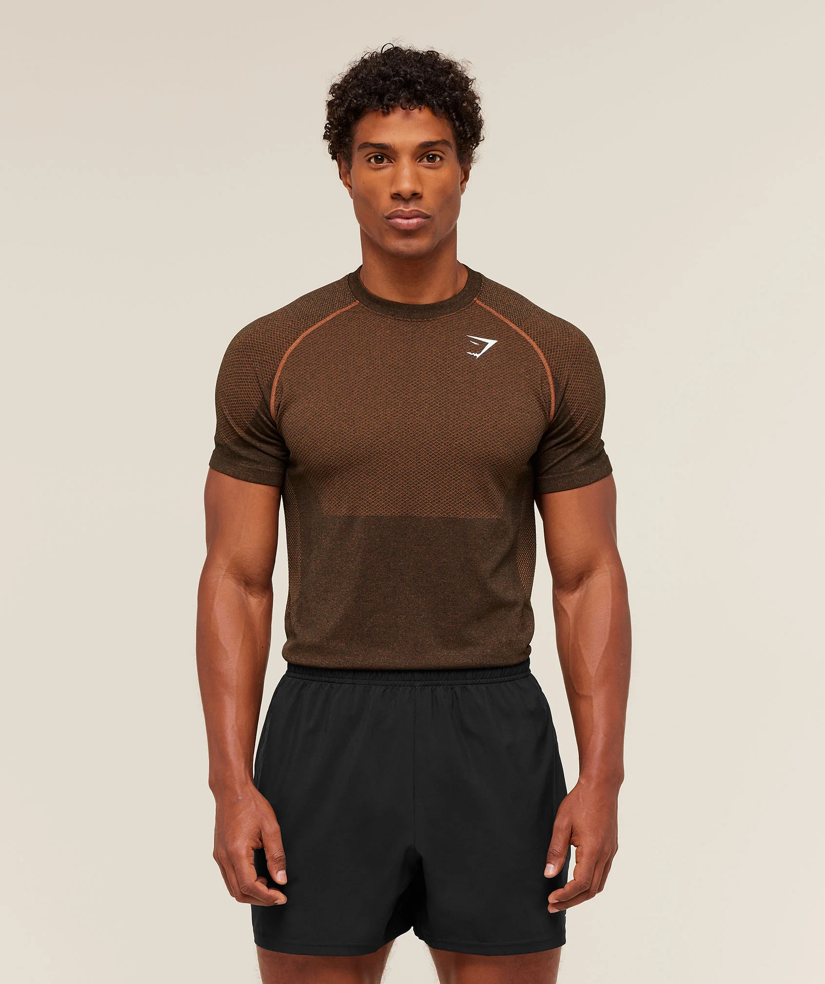 Gymshark Vital Seamless T-Shirt - Black/Spiced Brown