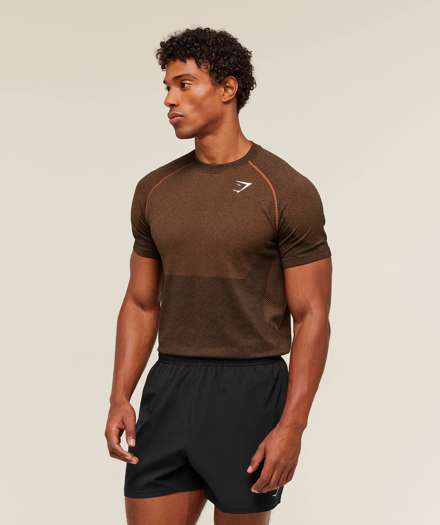 Gymshark Vital Seamless T-Shirt - Black/Spiced Brown - Image 3