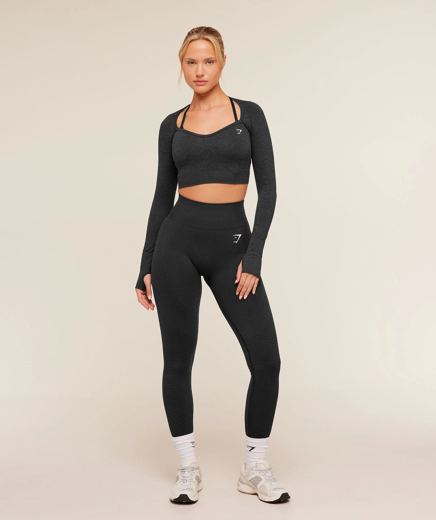 Gymshark Vital Sweetheart Neck Crop Top - Black Marl - Image 4