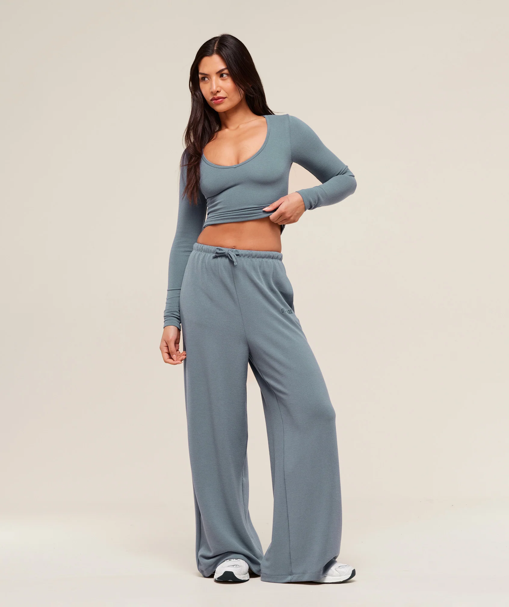 Gymshark Waffle Long Sleeve Top - Iron Blue - Image 3