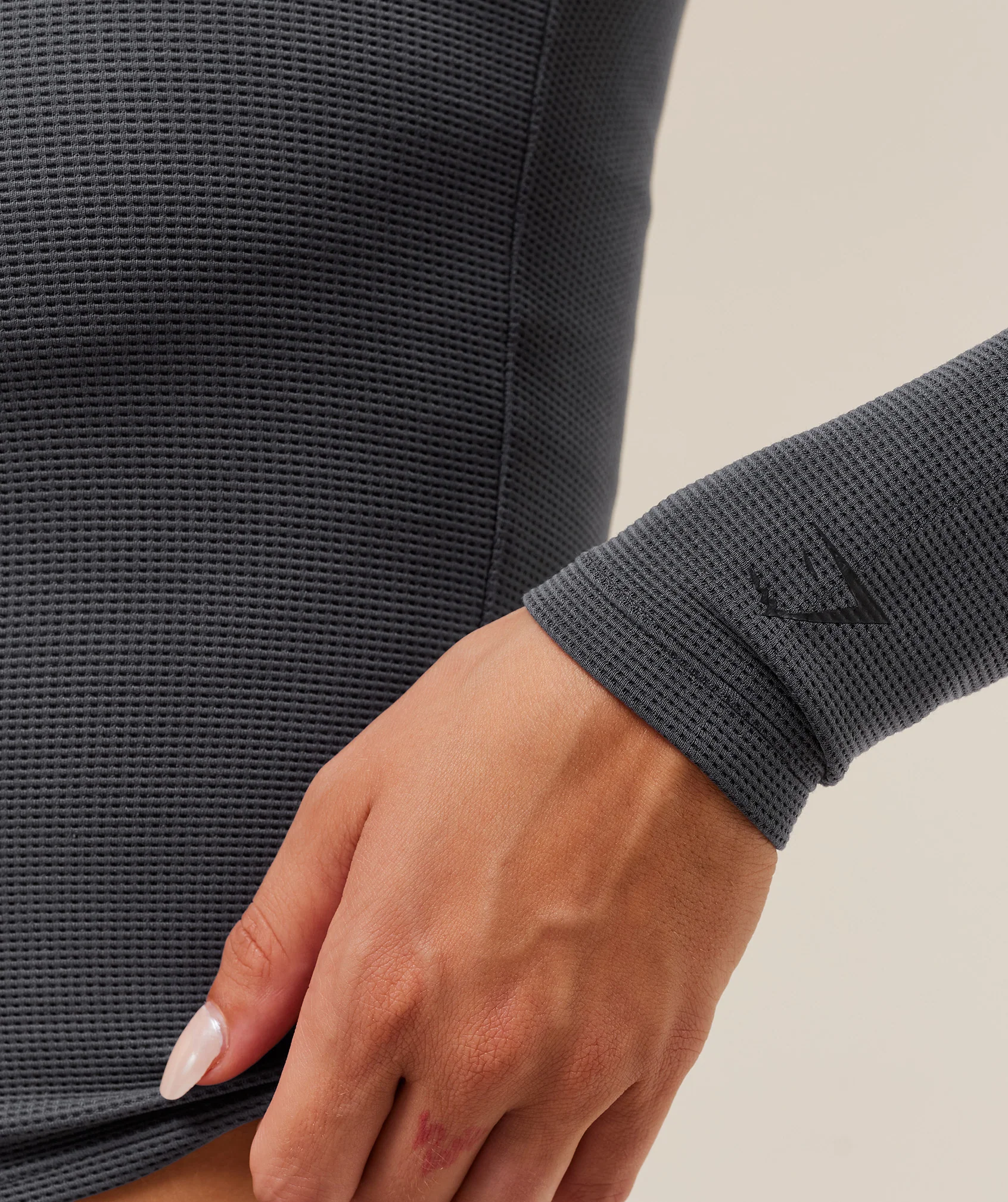 Gymshark Waffle Long Sleeve Top - Grey - Image 6