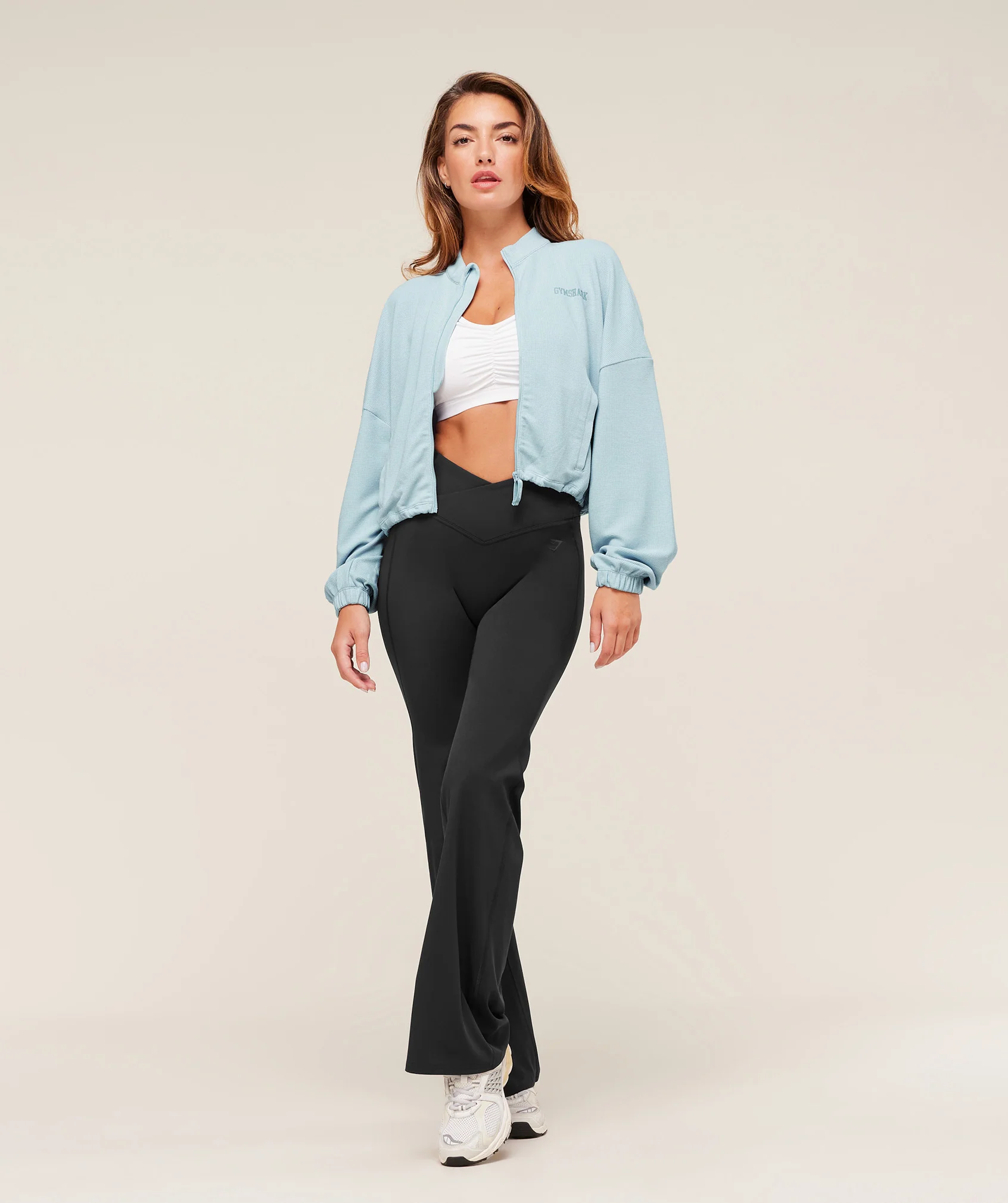 Gymshark Waffle Midi Zip Up Jacket - Smoke Blue - Image 4