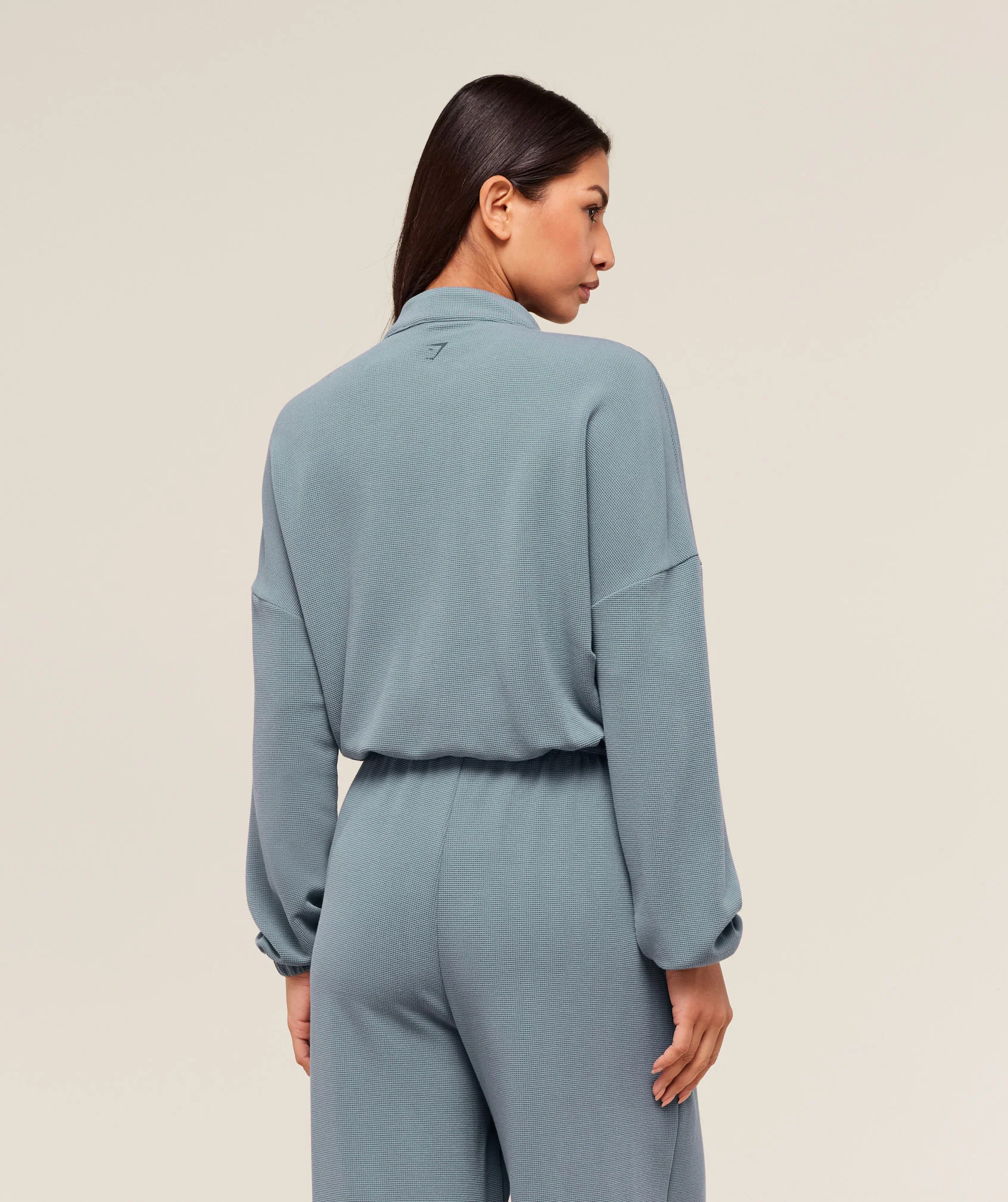Gymshark Waffle Midi Zip Up Jacket - Iron Blue - Image 3