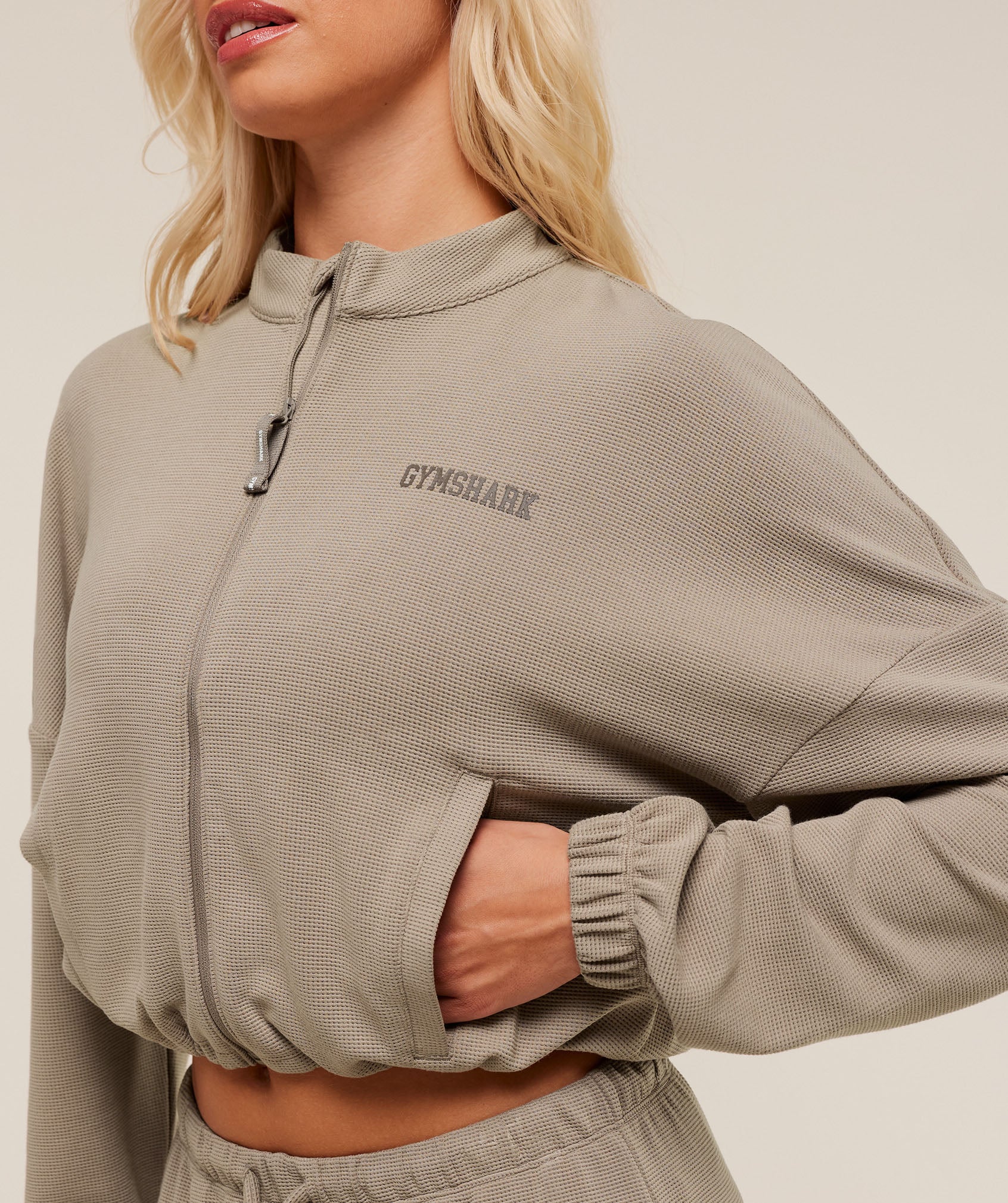 Gymshark Waffle Midi Zip Up Jacket - Lifestyle Brown - Image 6