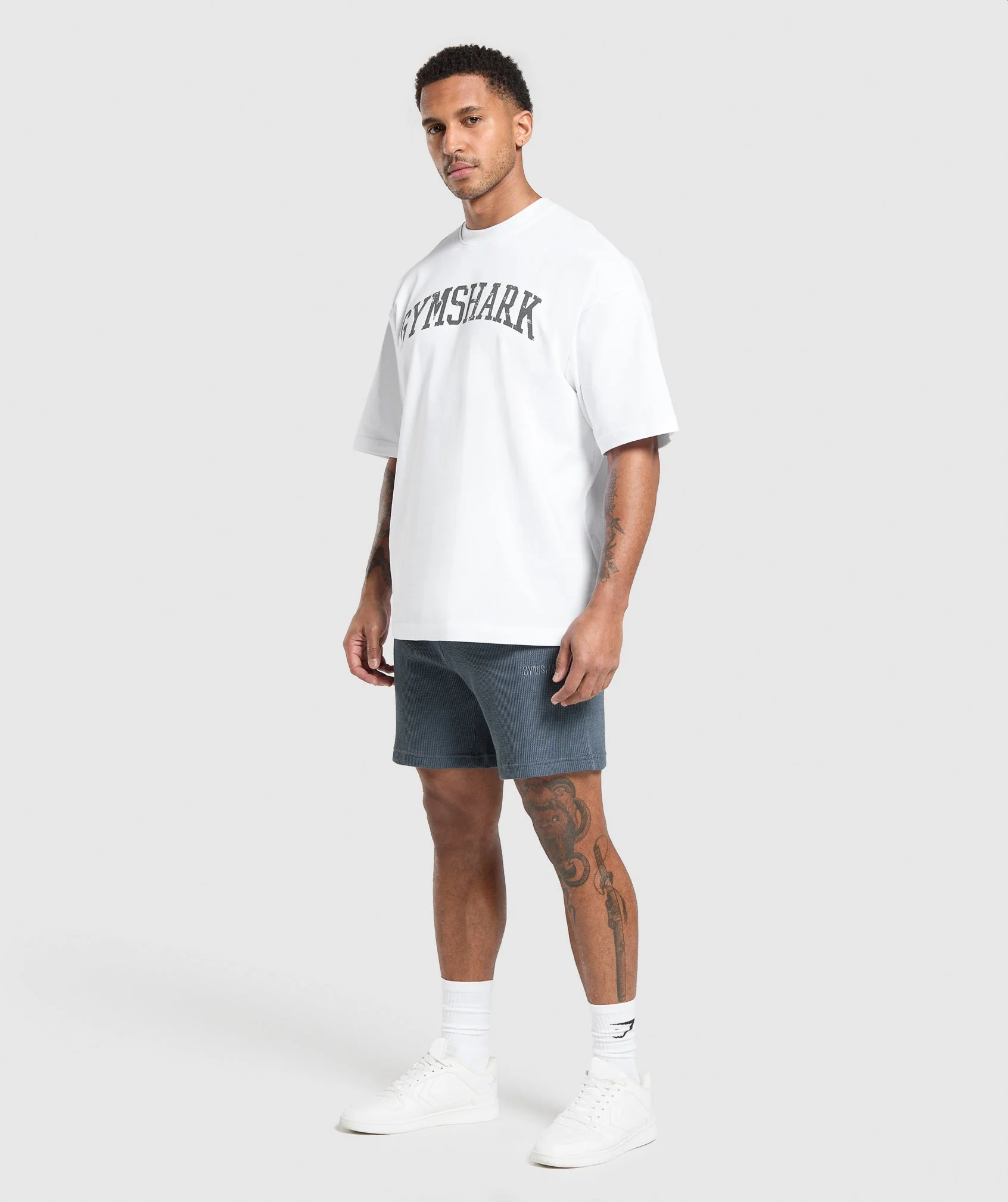 Gymshark Waffle Shorts - Titanium Blue - Image 4