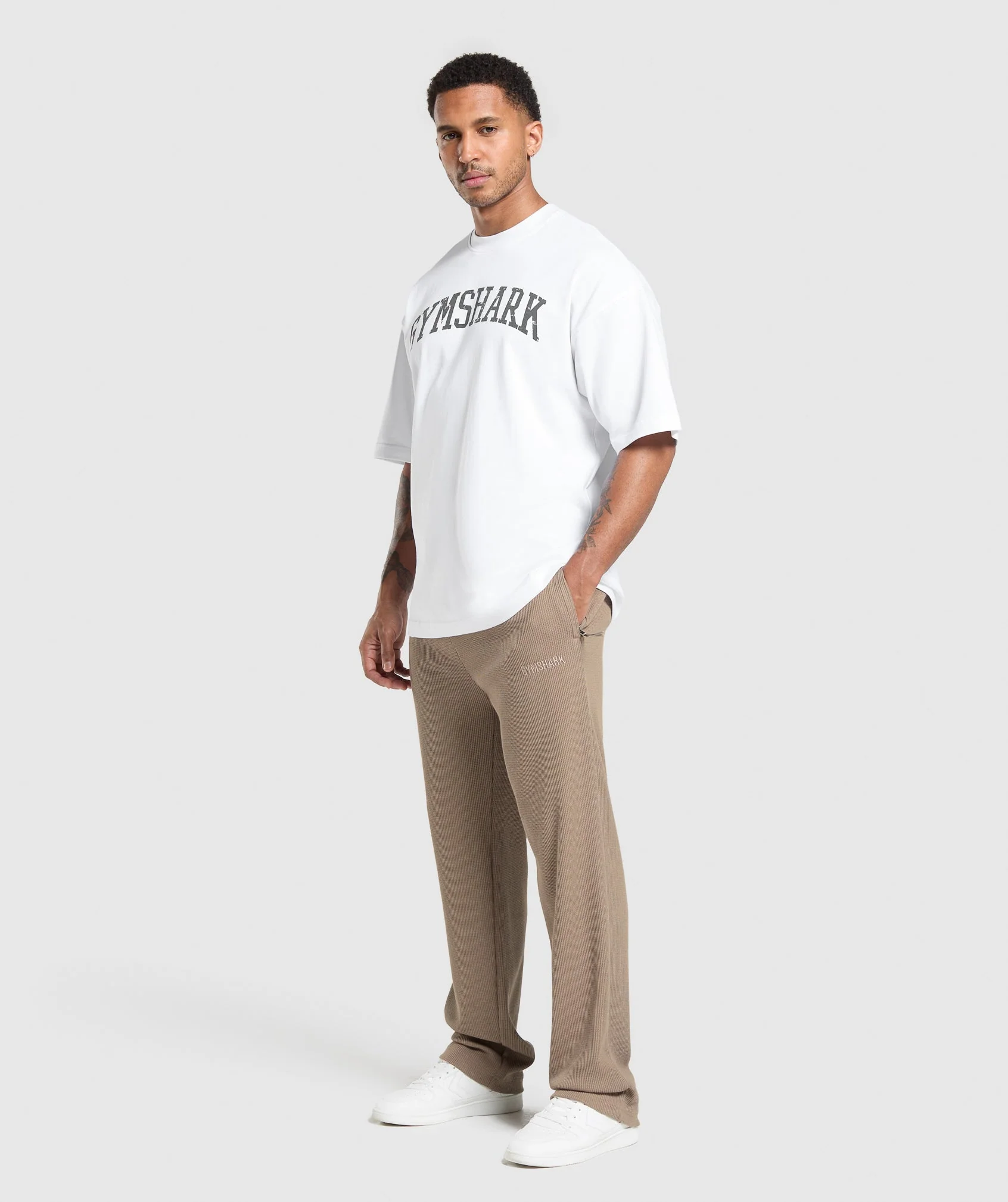 Gymshark Waffle Straight Leg Joggers - Lifestyle Brown - Image 4