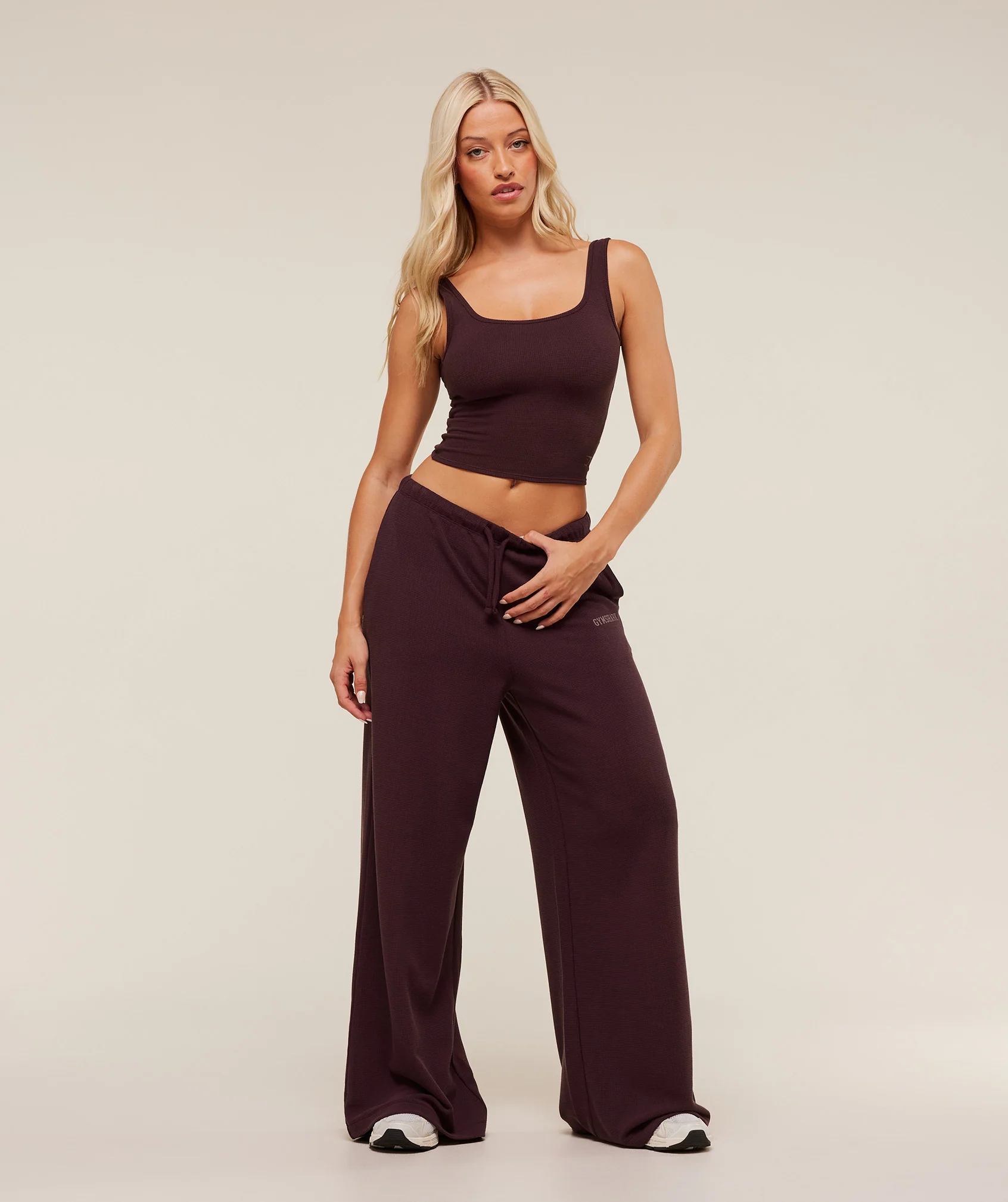 Gymshark Waffle Wide Leg Pants - Cherry Purple - Image 4