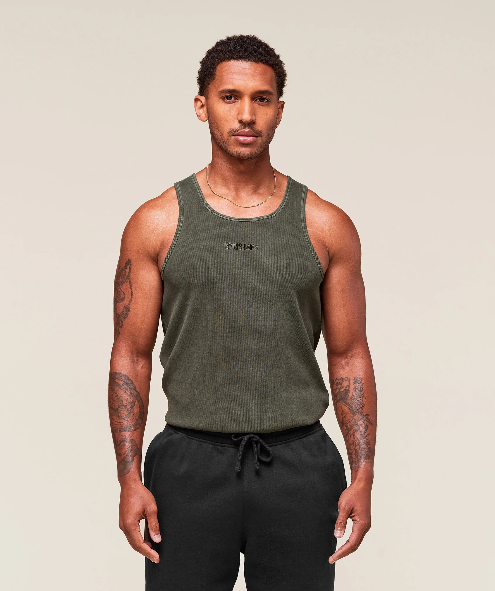 Gymshark Washed Premium Ribbed Tank - Strength Green - Image 5