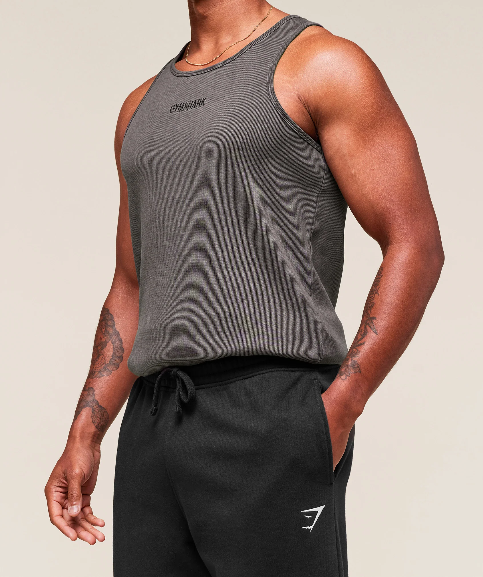 Gymshark Washed Premium Ribbed Tank - Onyx Grey - Image 3