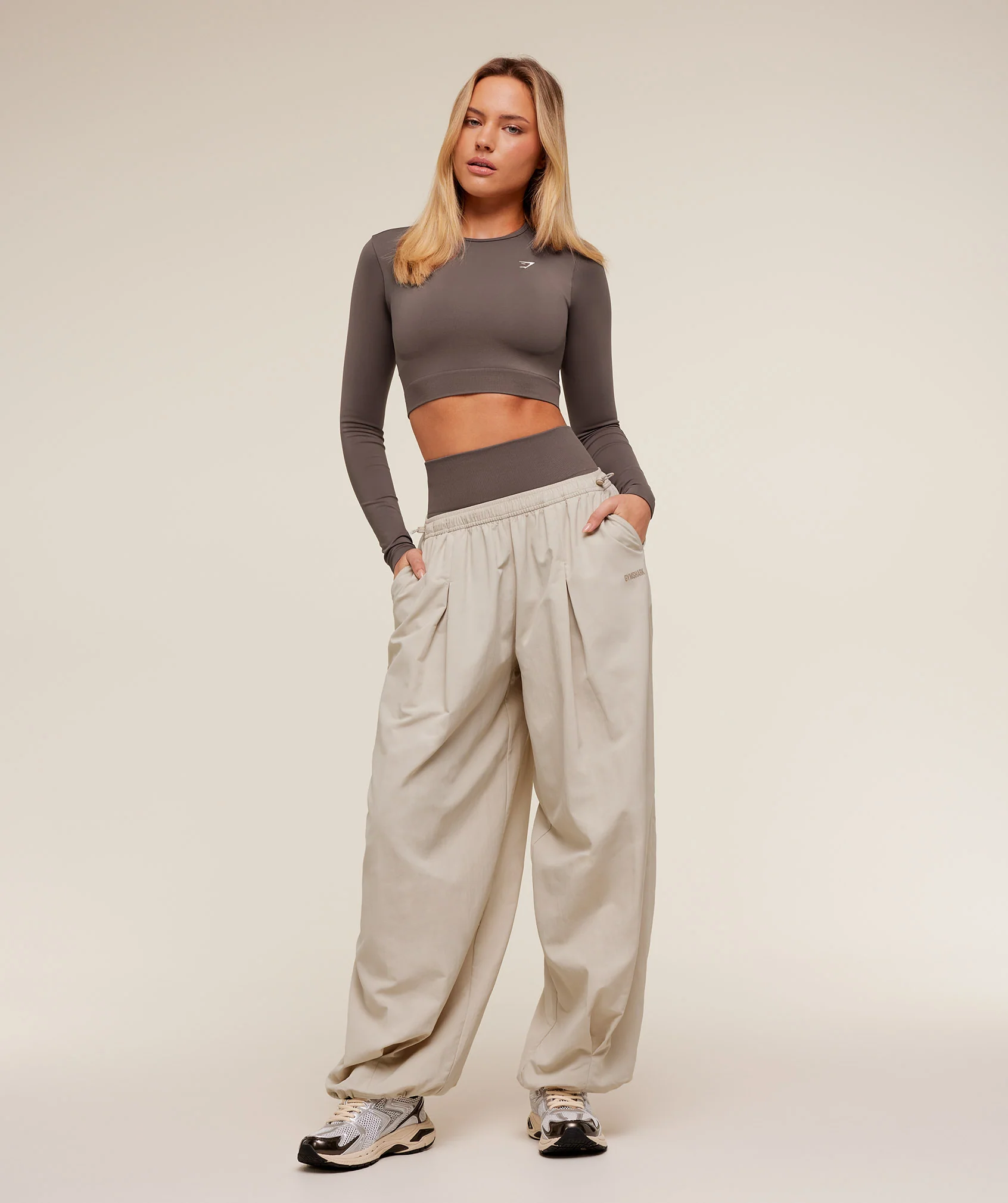 Gymshark Weekend Lifestyle Parachute Pants - Pebble Grey - Image 4
