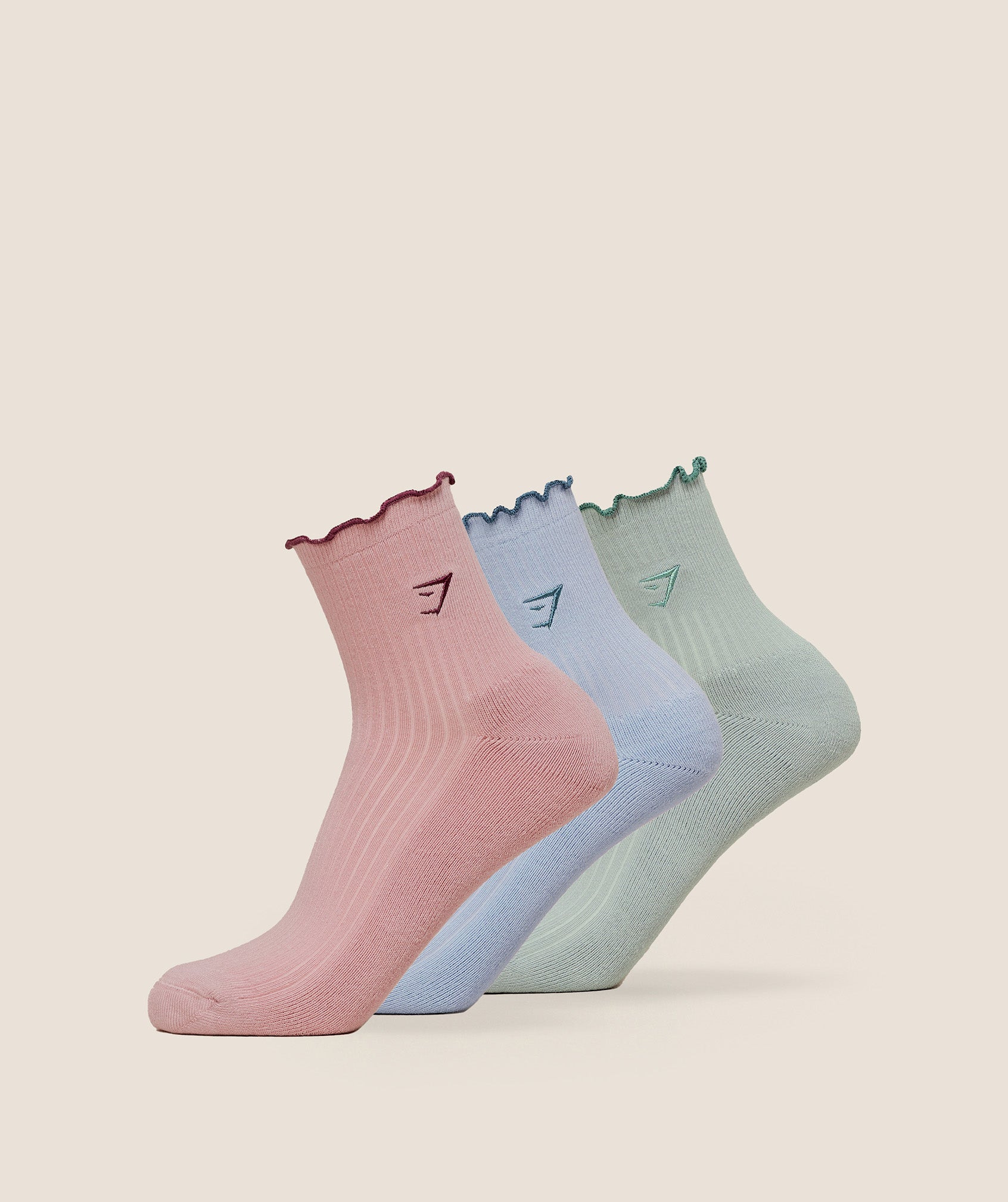 Gymshark Weight Doodle Graphic Frill Midi 3pk - Cloud Pink/Smoke Blue/Peri Blue - Image 2