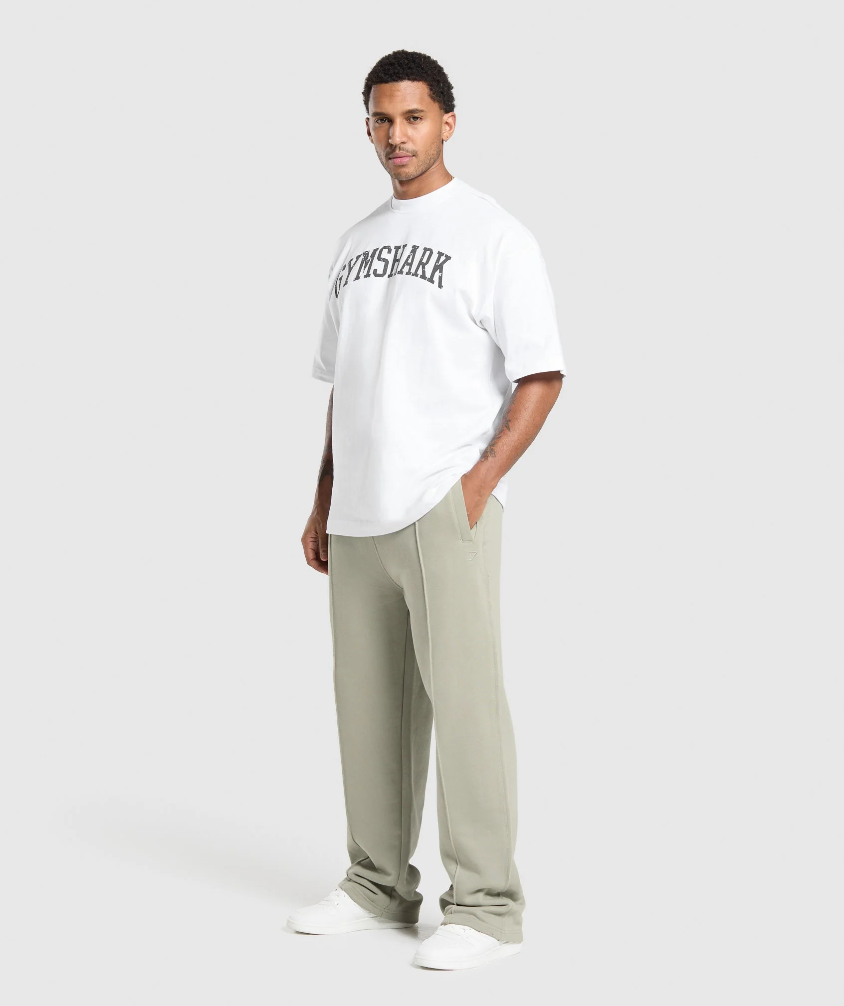 Gymshark Wide Leg Pants - Chalk Green - Image 3