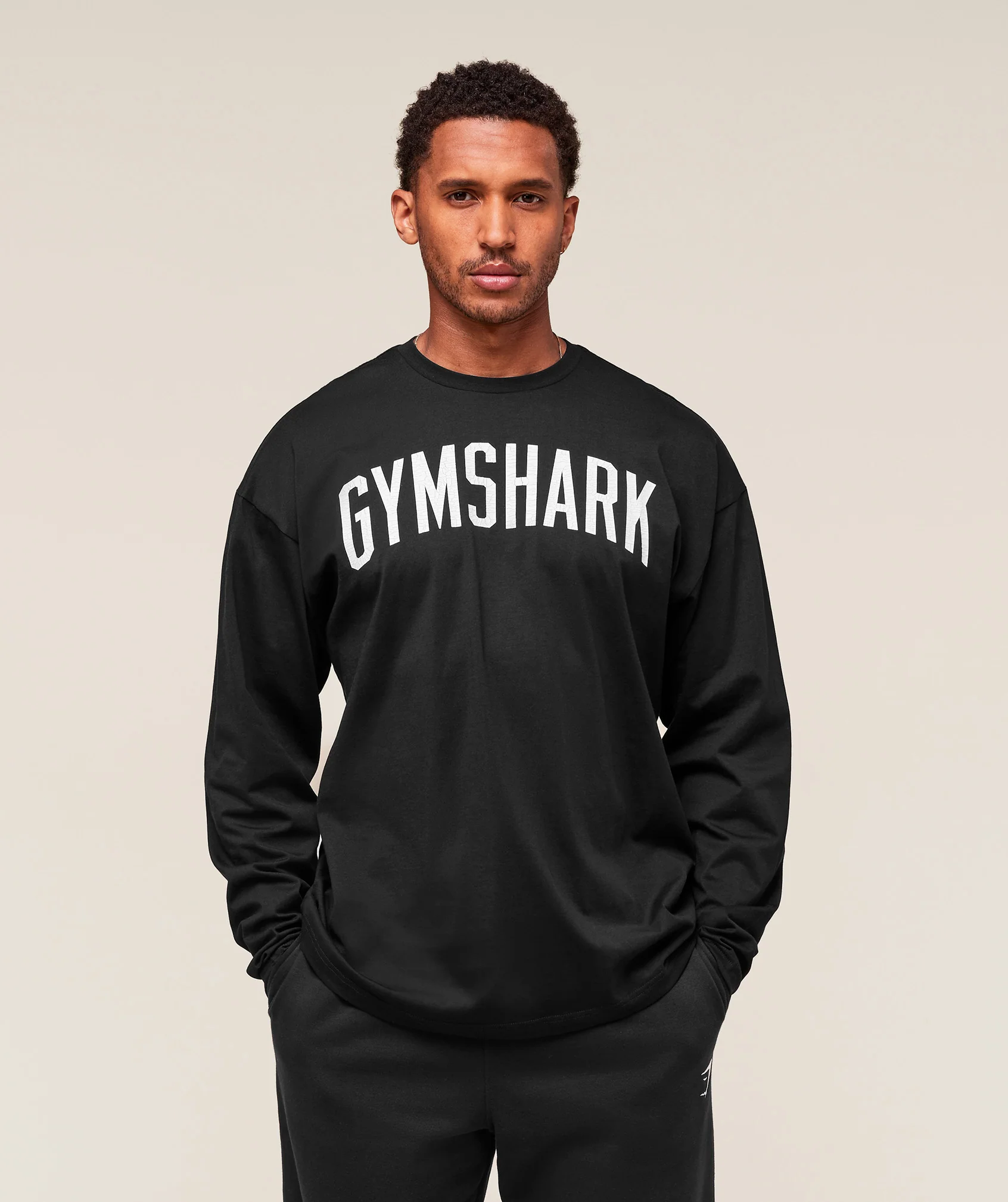 Gymshark Worn Graphic Long Sleeve T-Shirt - Black - Image 3