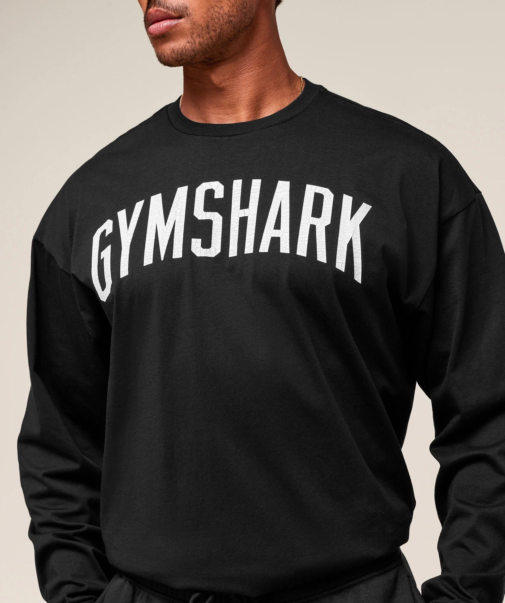 Gymshark Worn Graphic Long Sleeve T-Shirt - Black - Image 4